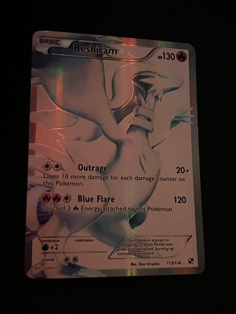 Reshiram 113/114 - Black & White Base Set - NM, Ophalen of Verzenden, Zo goed als nieuw, Losse kaart, Foil
