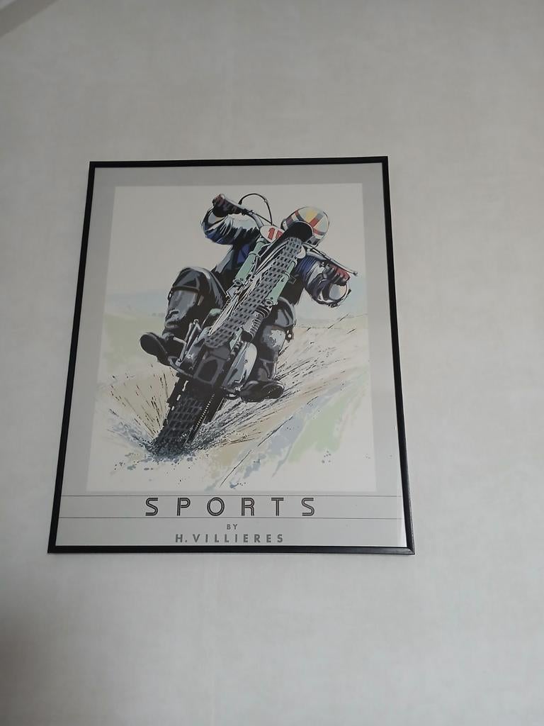 Poster in zwarte lijst - Crosser motor 40x50, Huis en Inrichting, Woonaccessoires | Schilderijen, Tekeningen en Foto's, Minder dan 50 cm