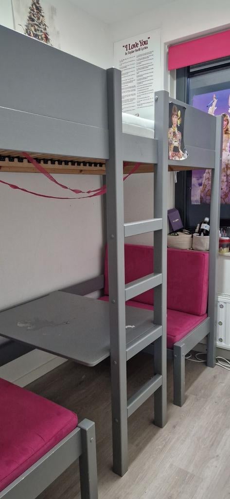 Hoogslaper met zitje/bureau + logeerbed, Huis en Inrichting, Slaapkamer | Stapelbedden en Hoogslapers, Ophalen, Gebruikt, Eenpersoons