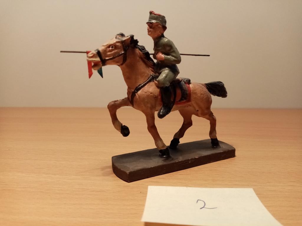 Elastolin, man te paard (2), oud, (bijna 100 jaar oud) 60mm, Verzamelen, Poppetjes en Figuurtjes, Ophalen of Verzenden, Zo goed als nieuw