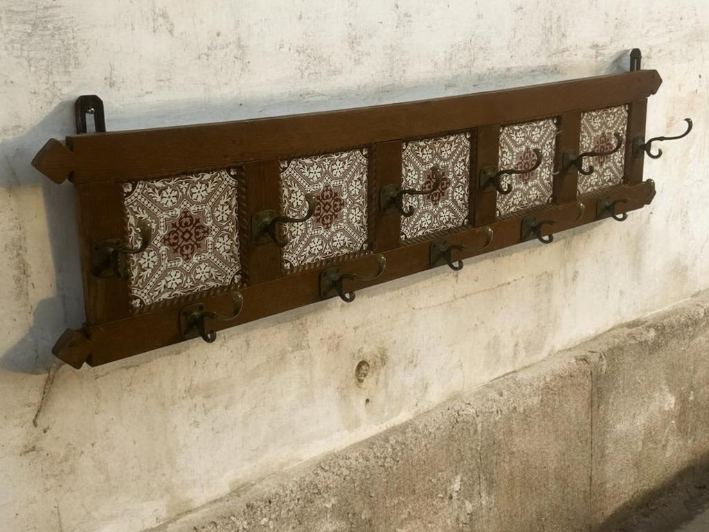 Antieke Jugendstil Kapstok met 11 Haken, Ophalen
