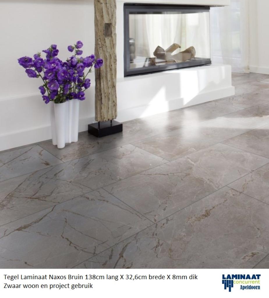 Tegel Laminaat Bruin Naxos 138cm lang X 32,6cm brede, Tegel laminaat vloer, 75 m² of meer, Nieuw, Ophalen of Verzenden