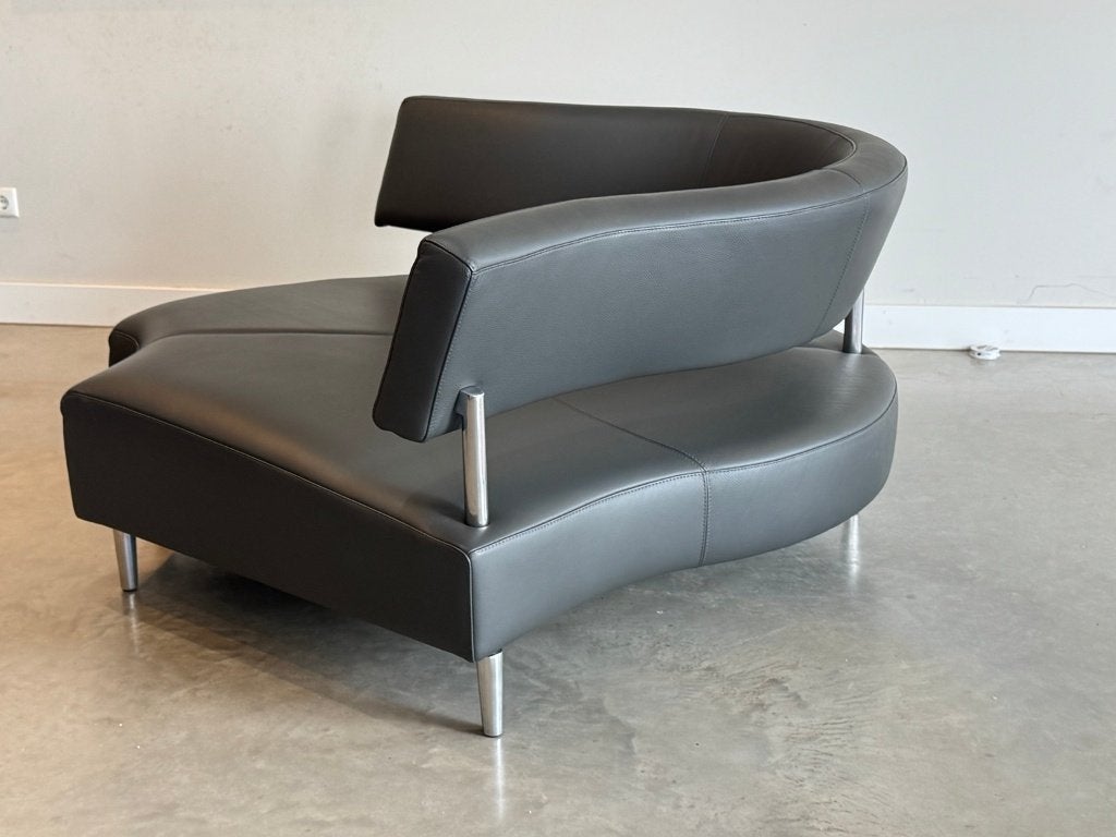 Leolux Vol de Rêve loveseat 2-persoons | Grijs leer, Leolux, Modern Nederlands design, Tweepersoons, Ophalen of Verzenden