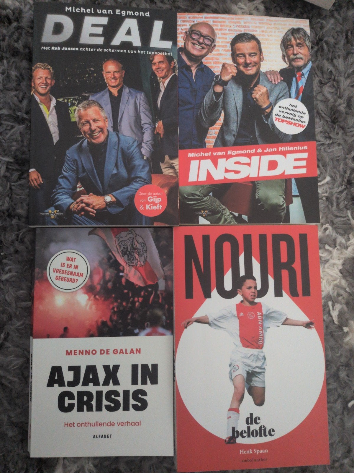 Voetbalboeken: Deal, Inside, Ajax in Crisis, Nouri (5 stuks), Ophalen of Verzenden, Gelezen, Michel van Egmond, Jan Hillenius, Menno de Galan, Henk Spaan