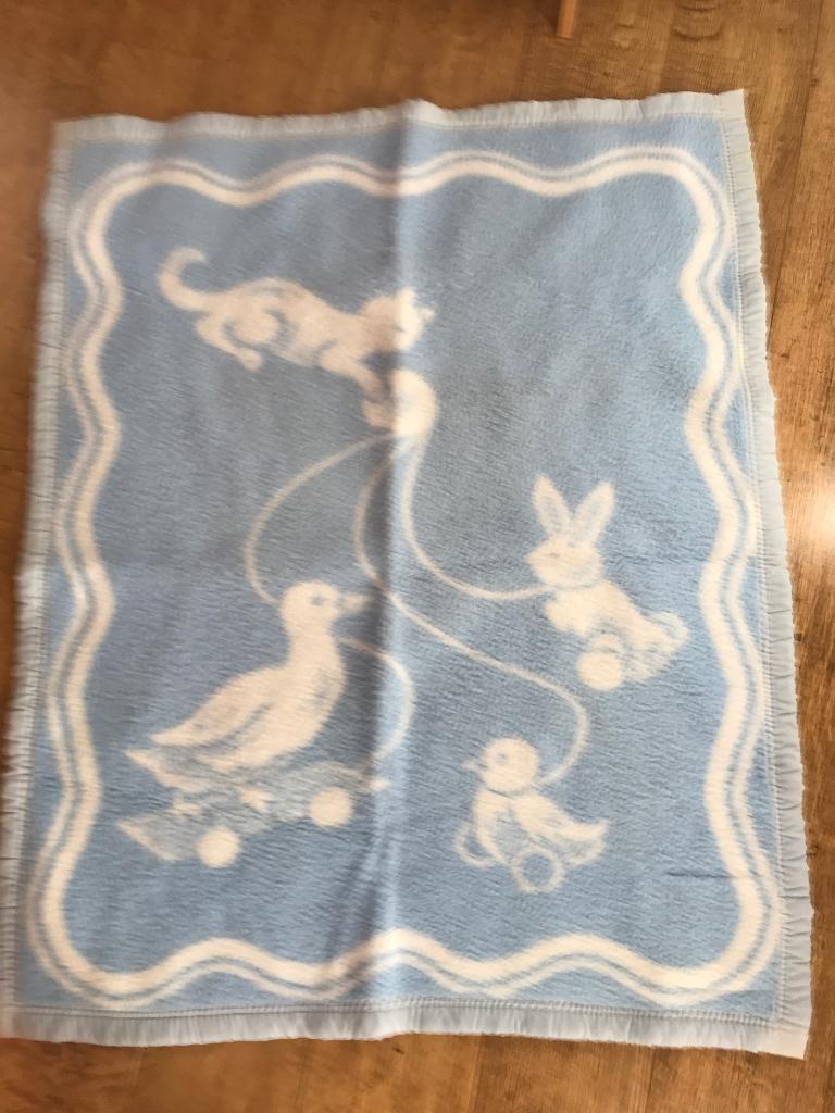 vintage LS President dralon baby dekentje lichtblauw, Gebruikt, Ophalen of Verzenden, Deken of Dekbed, Jongetje of Meisje