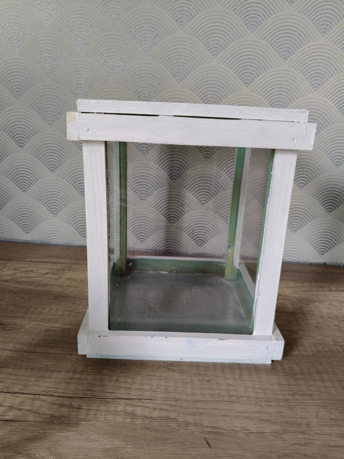 Witte houten lantaarn met glazen wanden, Ophalen, Gebruikt, Lantaarn, Hout