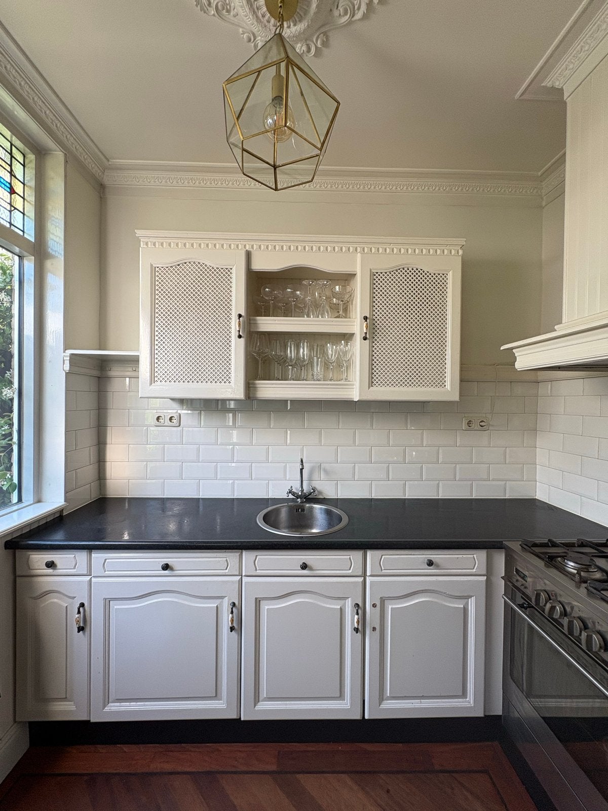 Keuken - Landelijke stijl in L-vorm (zie omschrijving), Huis en Inrichting, Keuken | Complete keukens, Ophalen, Gebruikt, Wit