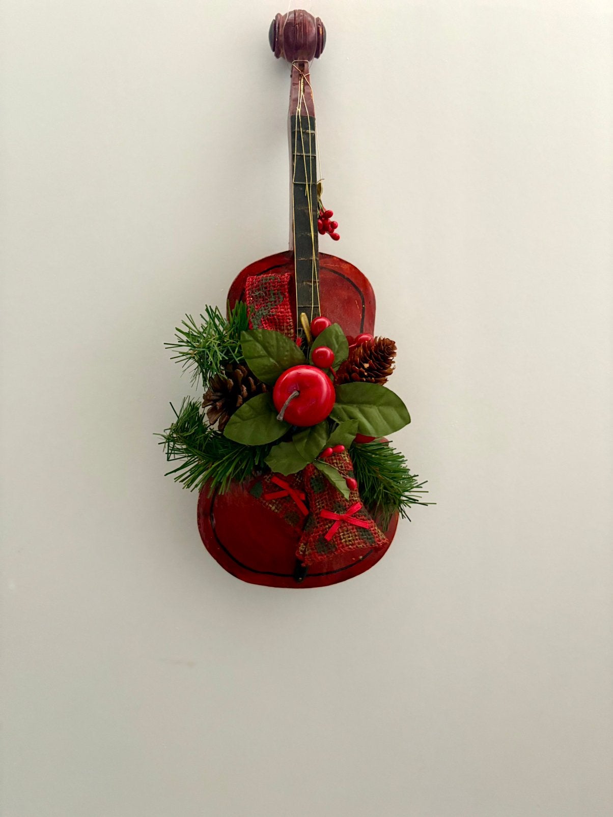 Kerst viool 40cm lang Vintage Rood, Ophalen of Verzenden, Gebruikt