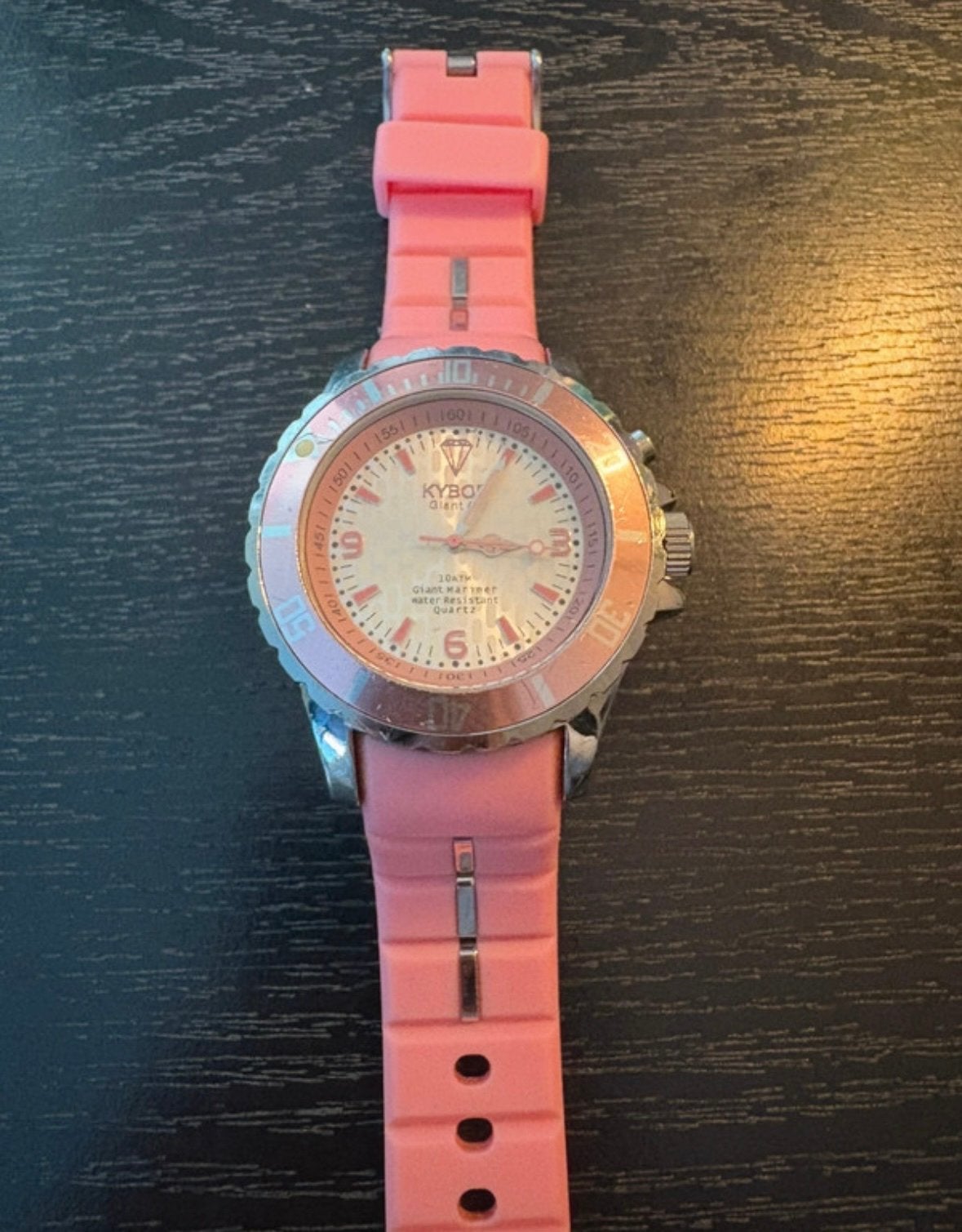 Kyboe horloge roze met stalen kast, Overige merken, Gebruikt, Staal, Polshorloge