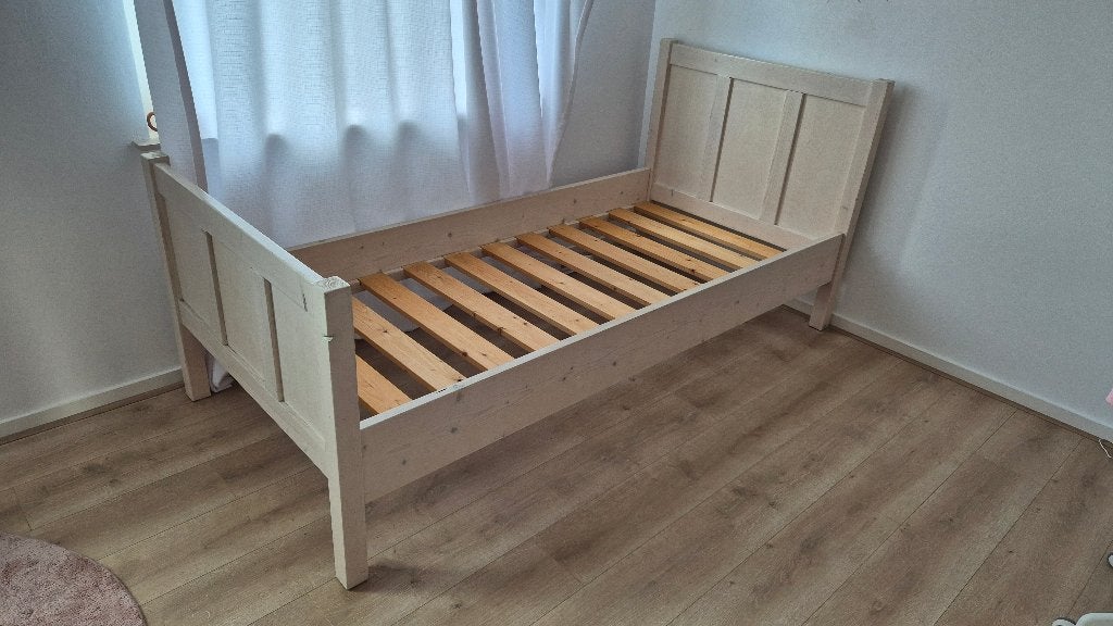 Ledikant/bed whitewash 90x200, Ophalen, Gebruikt, 90 cm, Eenpersoons