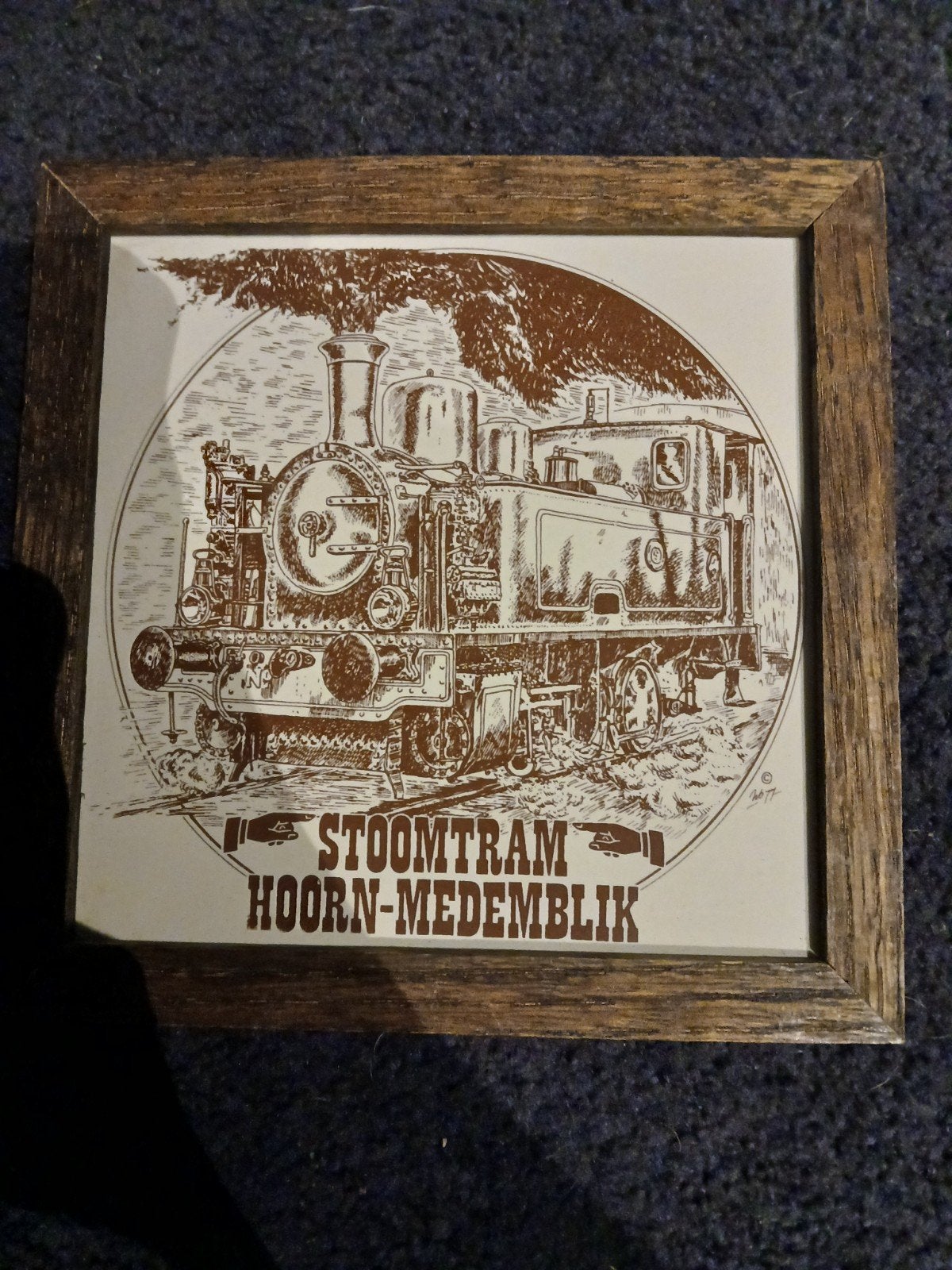 Vintage tegel met stoomtram Hoorn-Medemblik, Ophalen of Verzenden