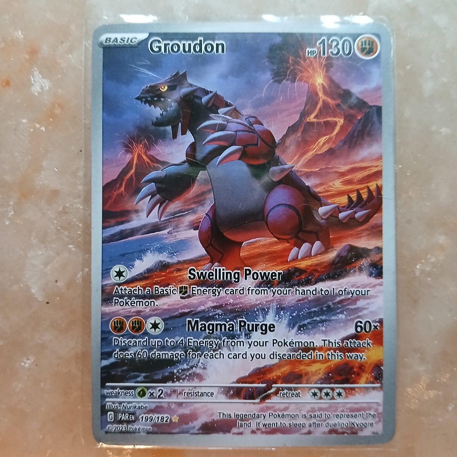 Groudon Pokémon Kaart - PAR EN 199/182, Ophalen of Verzenden, Gebruikt, Losse kaart