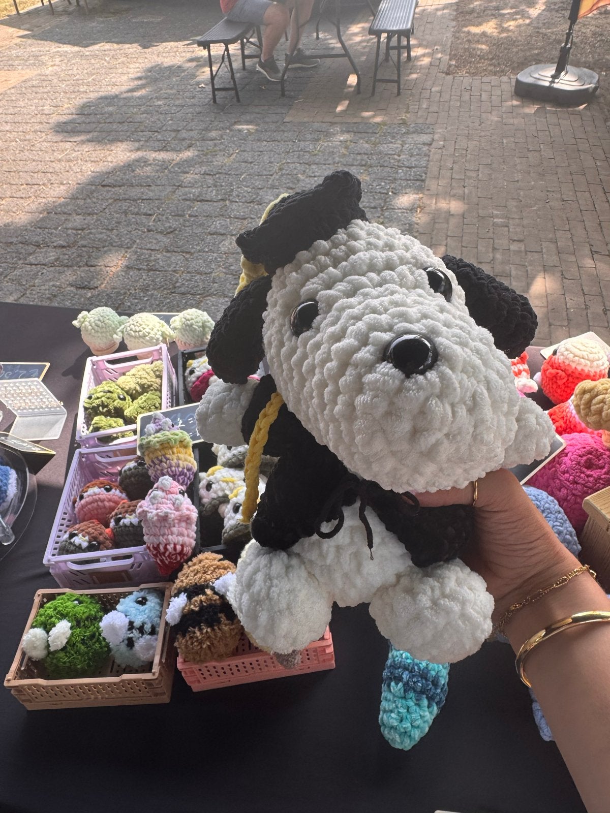 Handgemaakte gehaakte Snoopy knuffel (afgestudeerd), Overige merken, Nieuw, Middelgroot (20 tot 80 cm), Wit