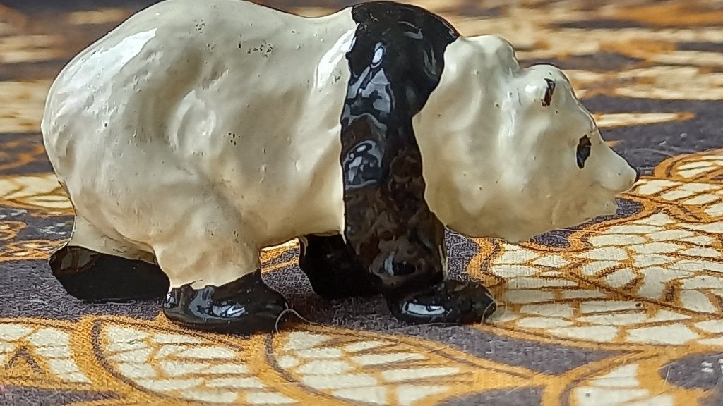 Panda met jongen zeldzaam oud Engels speelgoed van tin., Antiek en Kunst, Ophalen of Verzenden