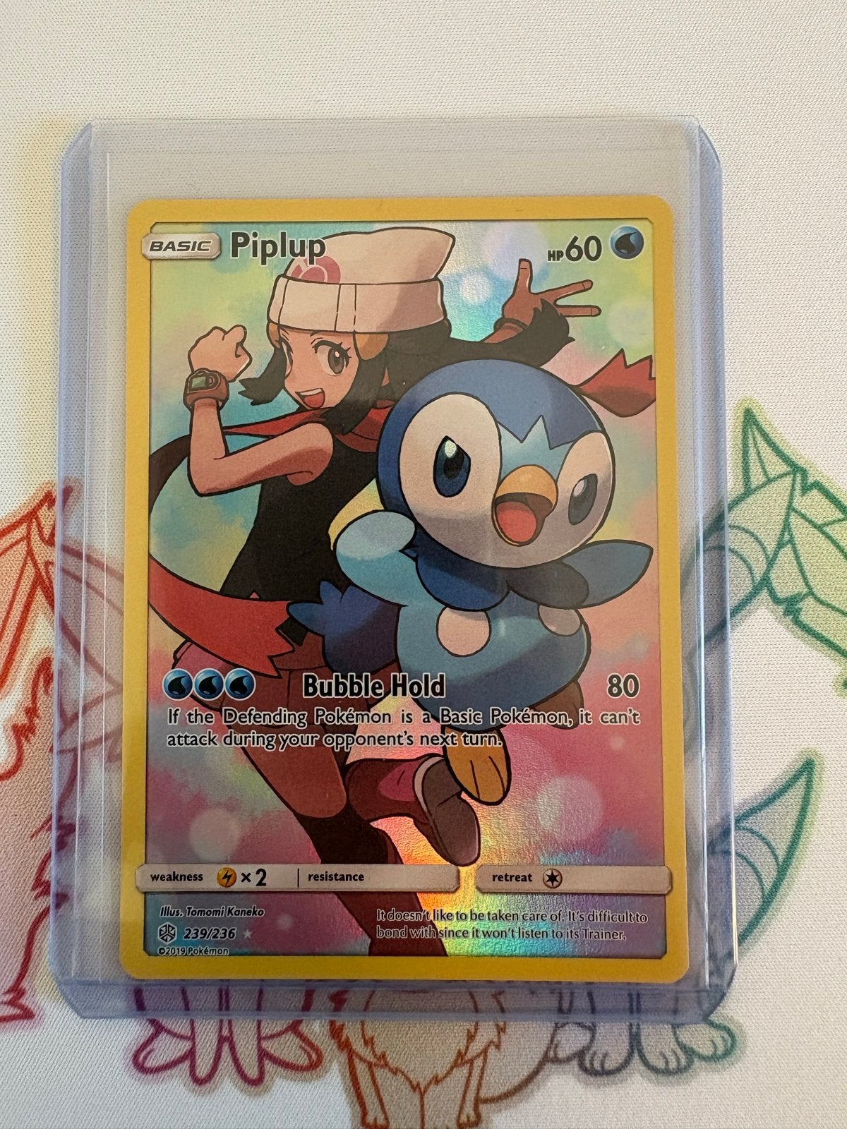 Piplup 239/236 Cosmic Eclipse 2019 Pokémon Kaart, Ophalen of Verzenden, Zo goed als nieuw, Losse kaart, Foil