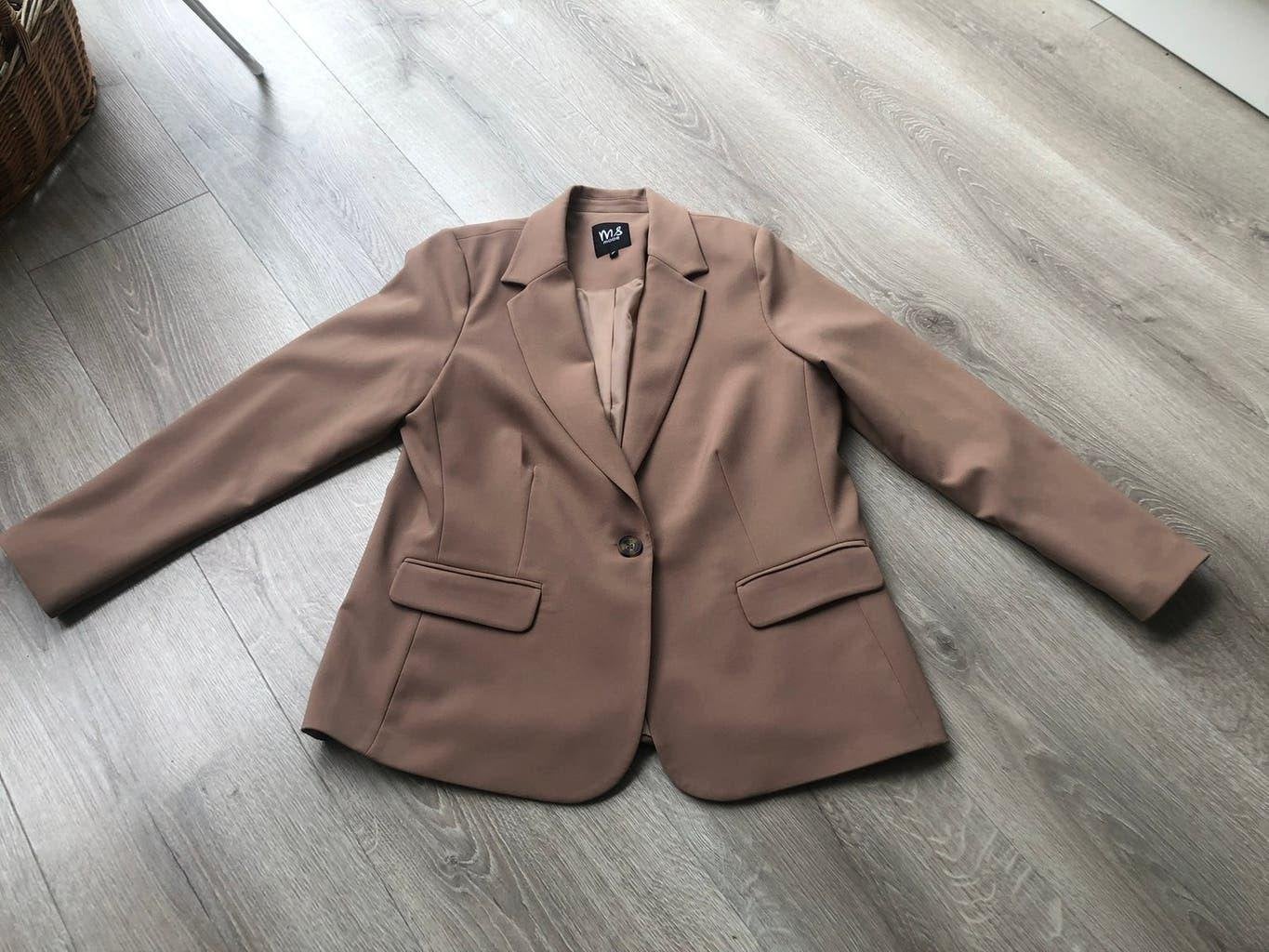 Licht bruin/beige Colbert/ Jasje MS Mode mt 46 ZGAN, Promiss, Beige, Maat 46/48 (XL) of groter, Ophalen of Verzenden