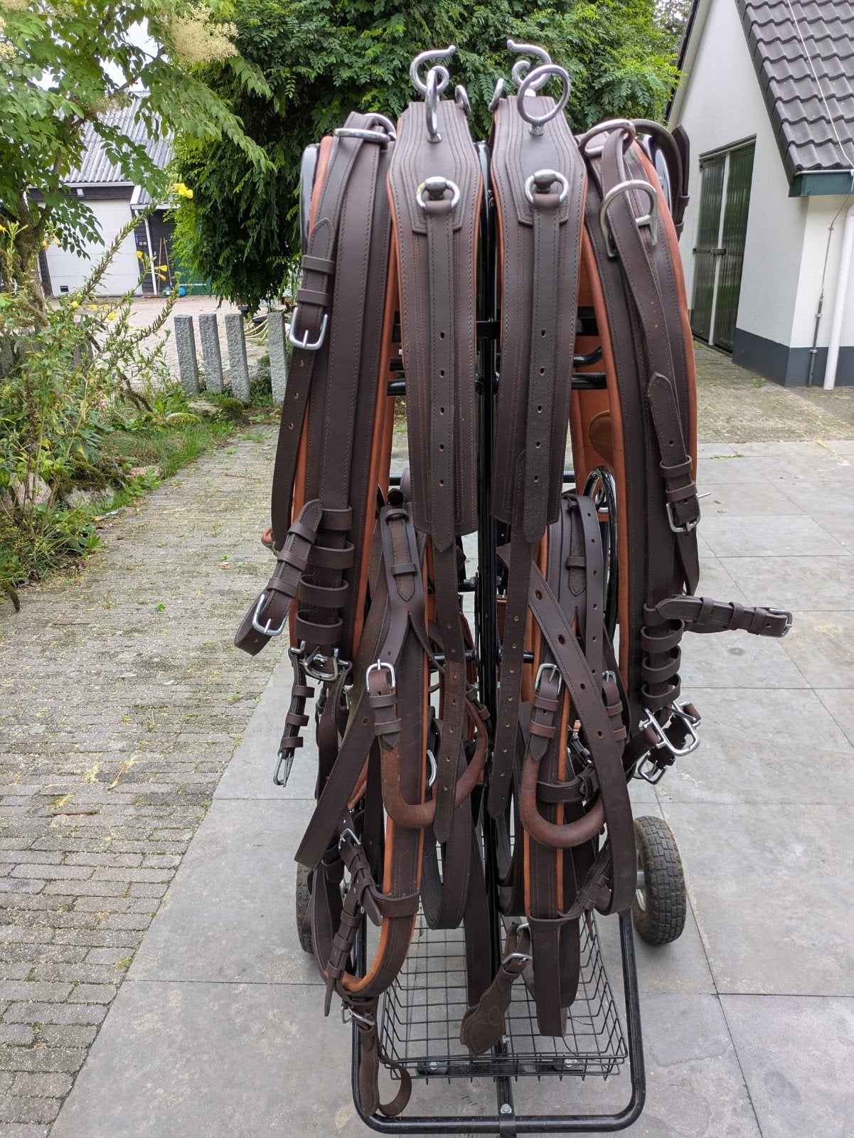Ideal leather tech 2span tuig, Ophalen, Zo goed als nieuw, Bruin, Full