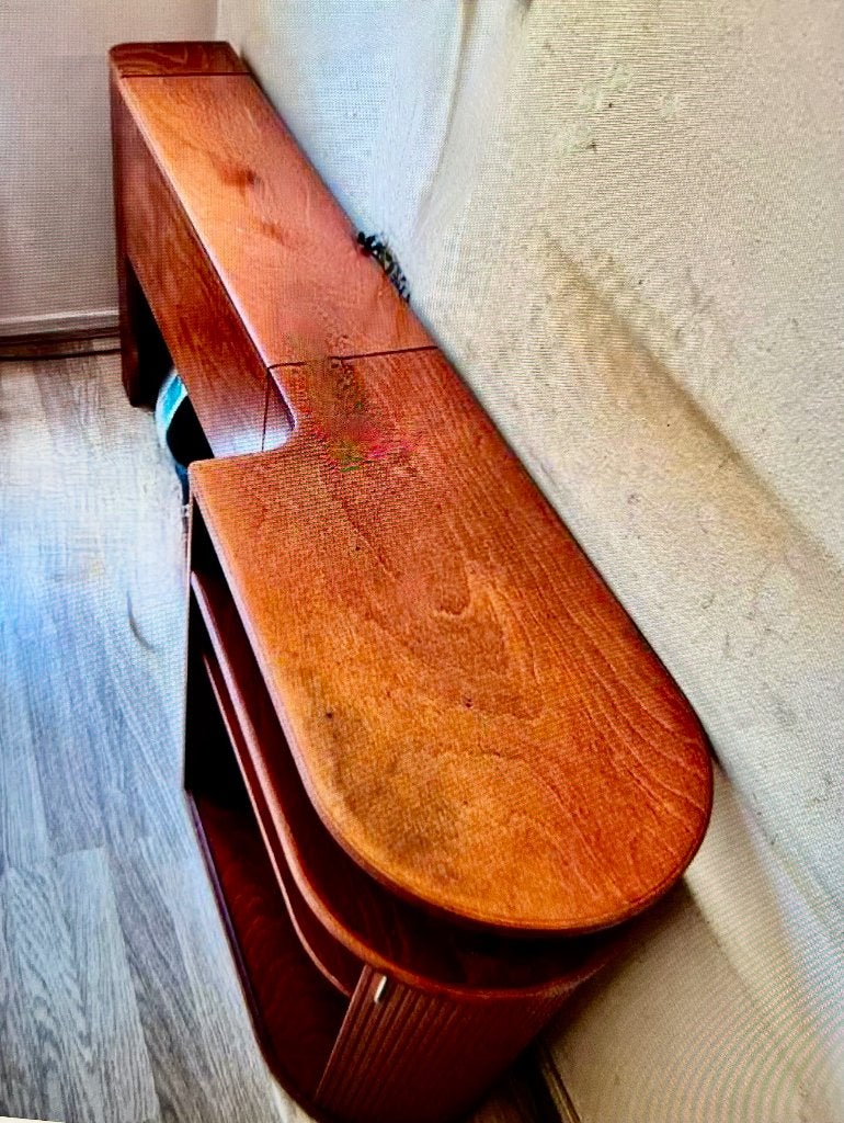 auping auronde hoofdeinde aanbouw en nachtkastje, Ophalen, Gebruikt, 90 cm, Hout