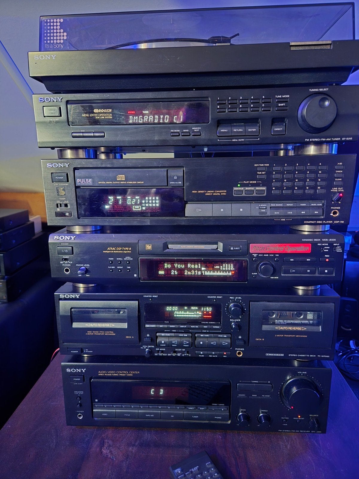 Sony Hifi Set  Platenspeler, CD, Cassette, Minidisc, Tun rds, Ophalen