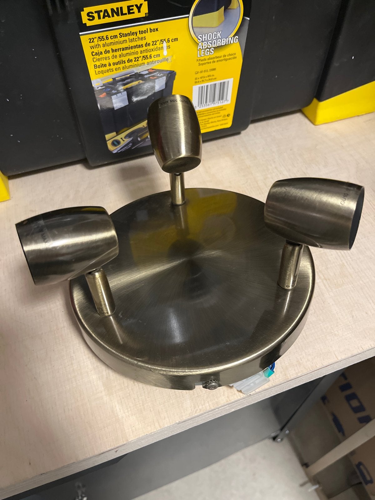 Vintage plafondlamp met 3 verstelbare spots, Metaal, Overige merken, Gebruikt, Ophalen of Verzenden