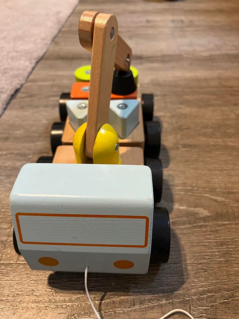 Houten speelgoed kraanwagen met blokken van ikea, Ophalen of Verzenden, Zo goed als nieuw