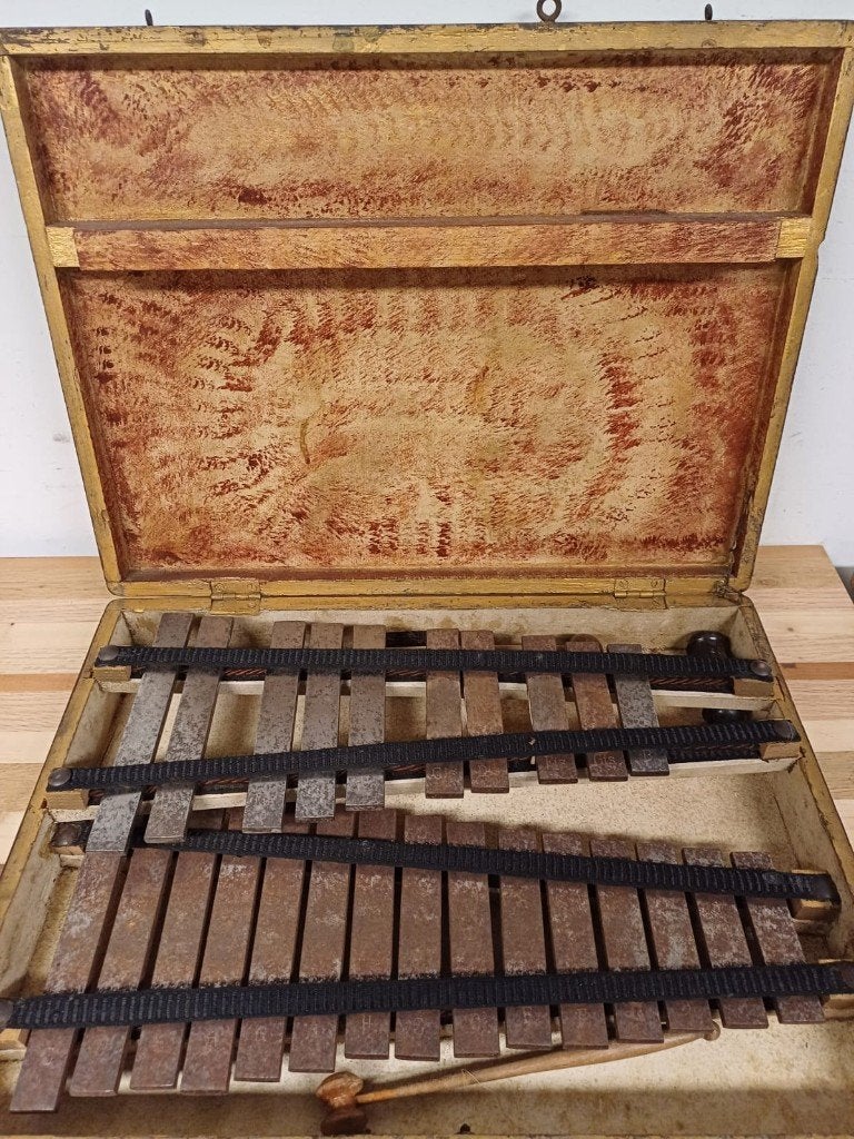 Antieke verguld gietijzeren xylofoon, Antiek en Kunst, Ophalen of Verzenden