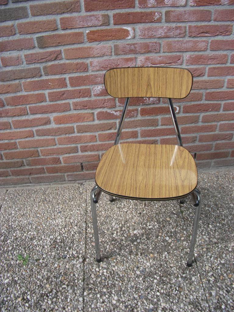 vintage formica stoel, Ophalen, Gebruikt, Bruin, Metaal