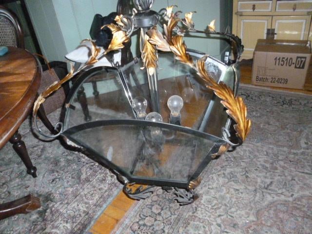 Antieke oude hanglamp art-nouveau+ kroonluchter, Ophalen, Gebruikt