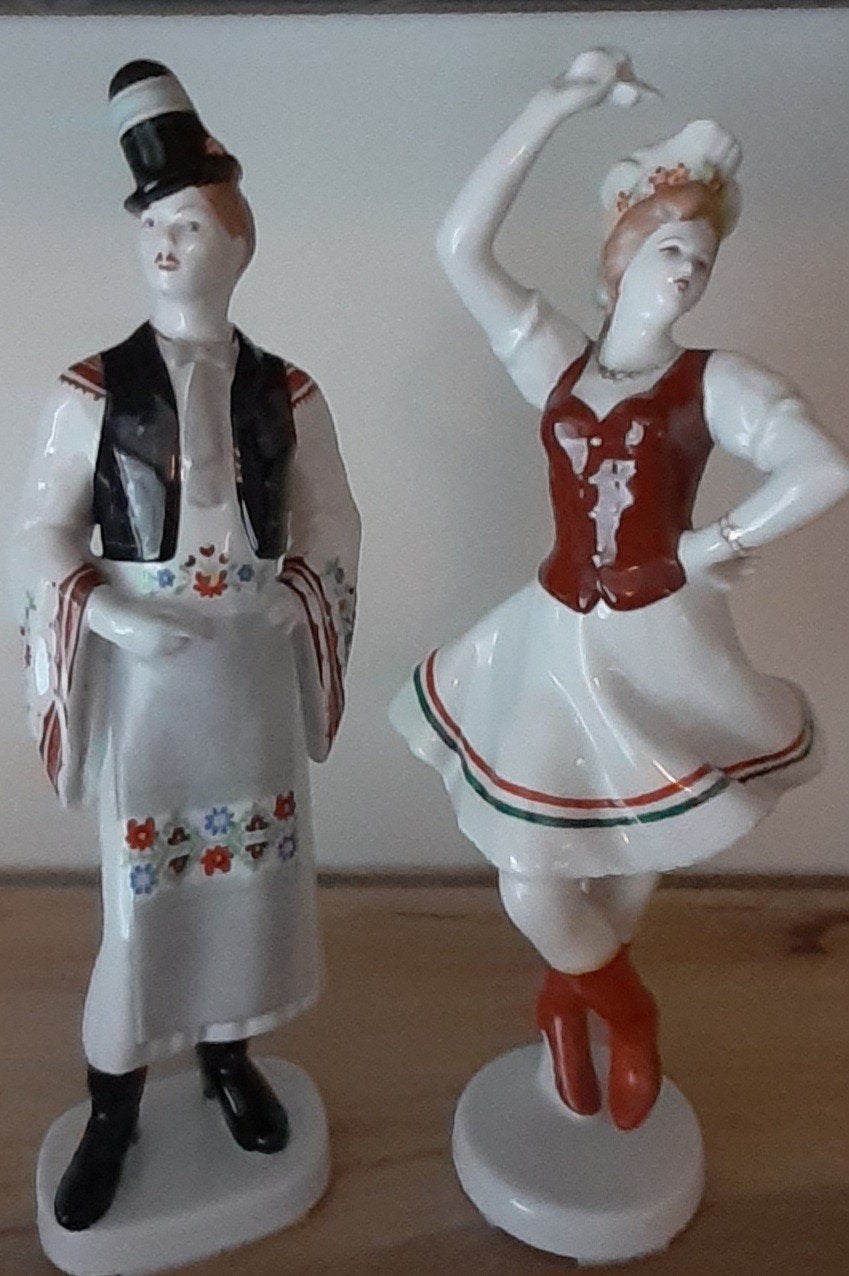 Vintage Hongaarse Porseleinen Beeldjes - Handgeschilderd, Ophalen of Verzenden