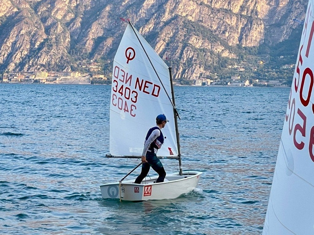 Winner Racing Optimist NED 3403 (2019), 2 sails, Ophalen, Gebruikt, Overige typen, Minder dan 15 m²