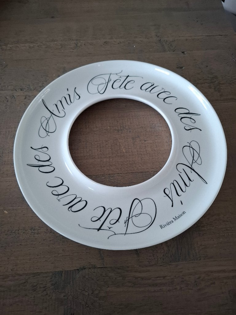 Riviera Maison - decoratieve serveerschaal rond - ca. 36 cm, Ophalen of Verzenden, Zo goed als nieuw, Rond, Glas