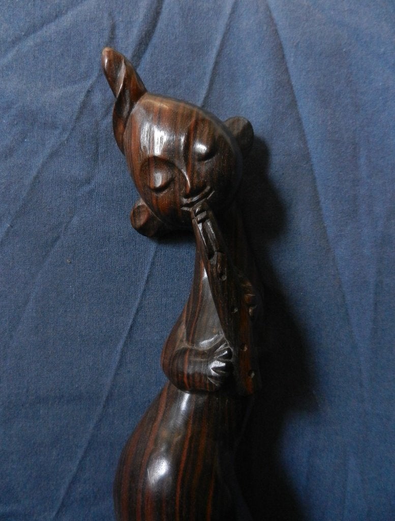 Leuk coromandel beeld Fluitspeler Indonesie Bali h. 32,4 cm, Antiek en Kunst, Ophalen of Verzenden, Handgemaakt, 20 - 50 cm, Beeld