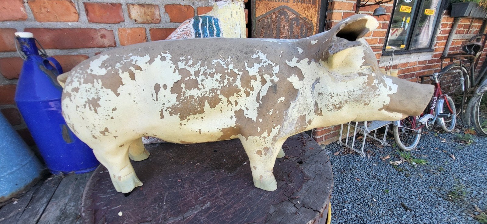 Antiek Varkens Beeld uit Franse Slagerij ca. 1920, Antiek en Kunst, Ophalen of Verzenden
