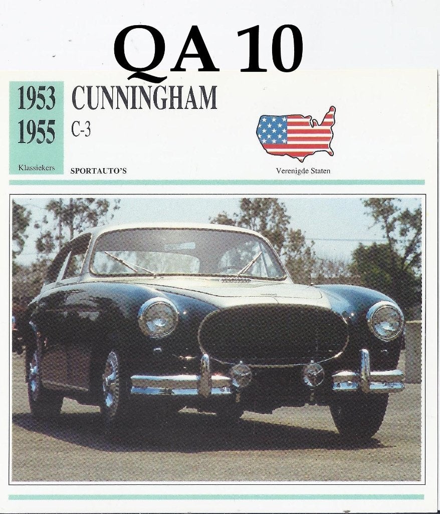 Qa10 autokaart cunningham c-3 1953 / 1955, Ophalen of Verzenden, Zo goed als nieuw, Auto's