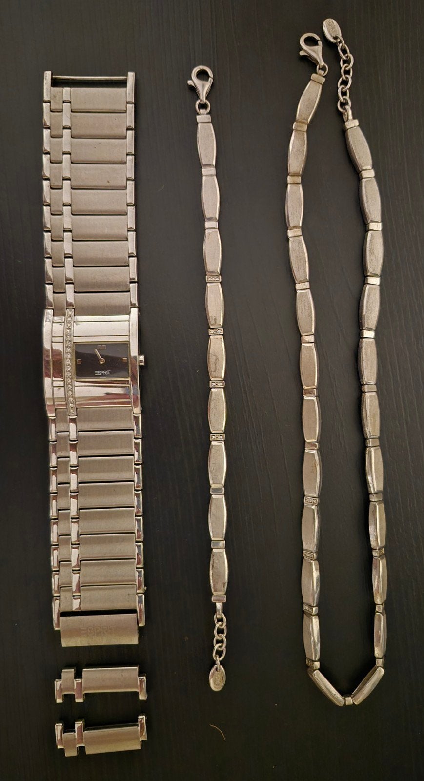 Esprit horloge, ketting en armband set - zgan, Ophalen, Staal, Staal, Esprit