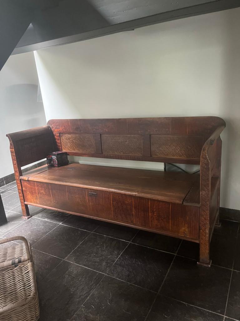 Houten bank met opbergruimte - 195x95 cm, Ophalen of Verzenden, Zo goed als nieuw