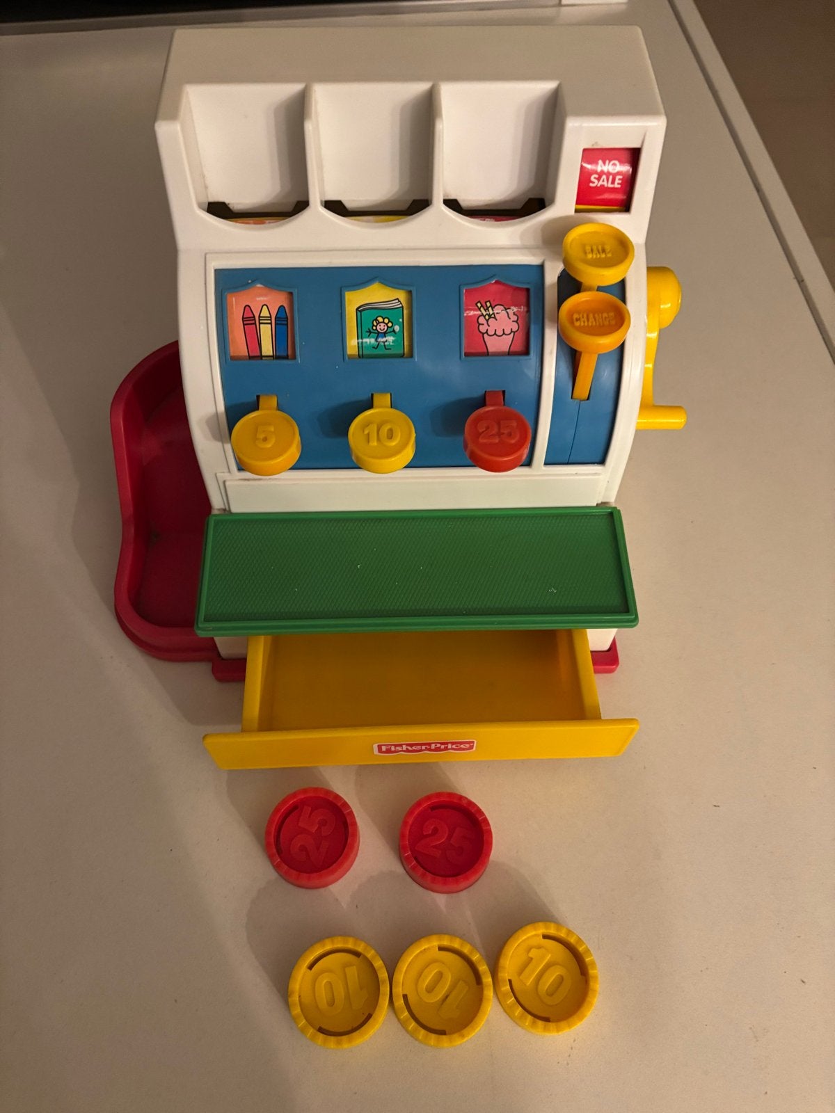 Fisher-Price Kassa Speelgoed met Munten - Vintage!, Ophalen of Verzenden, Gebruikt, Speelset, Met geluid