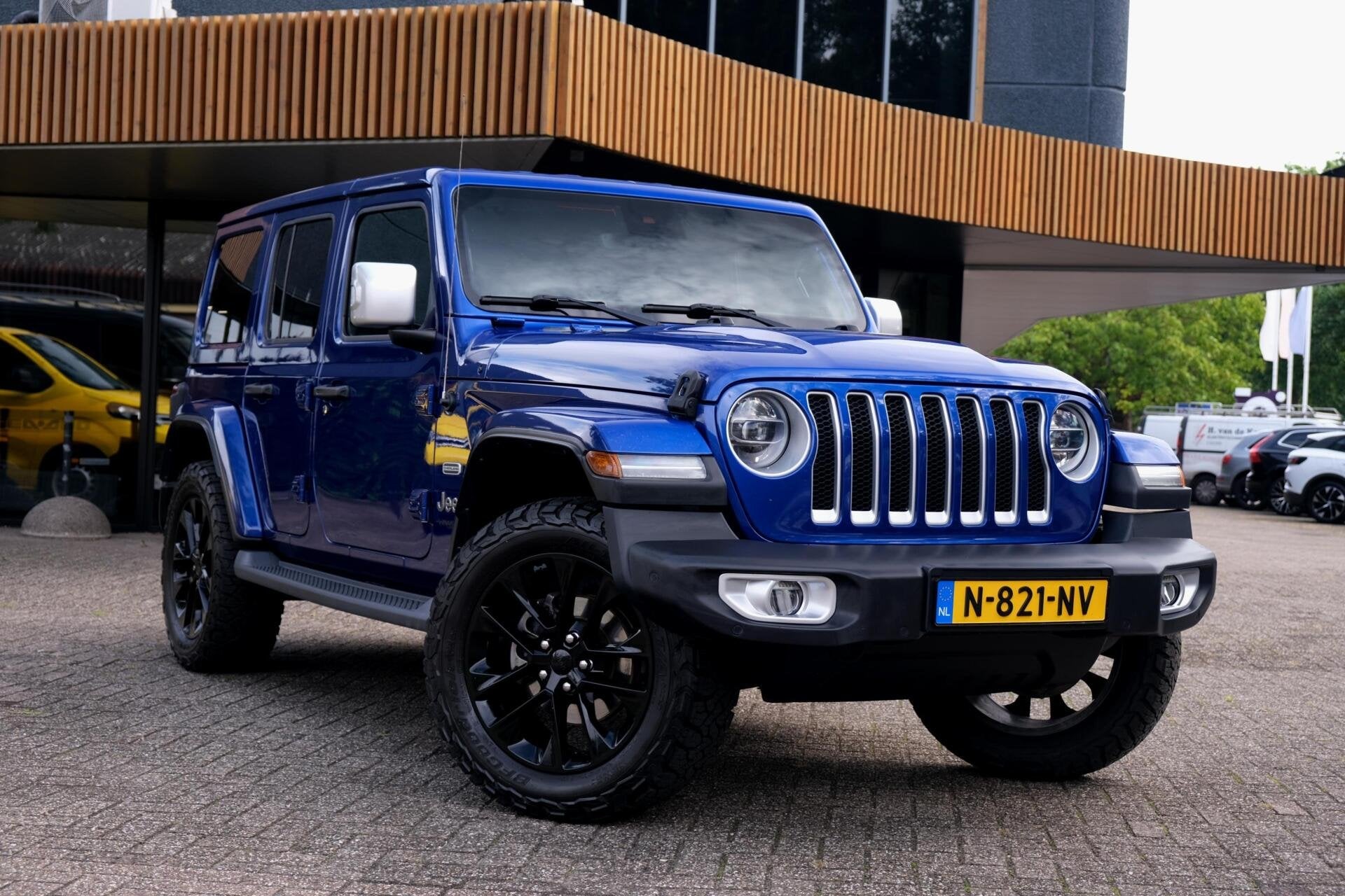 Jeep Wrangler Unlimited 2.0T Sahara|Rijklaar!|Overland|ACC|C, Auto's, Automaat, Cabriolet, Blauw, Leder