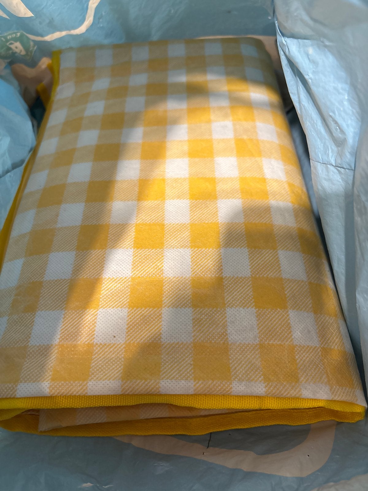 Picknickkleed geel geruit 2.2m x 2.2m, Ophalen, Nieuw