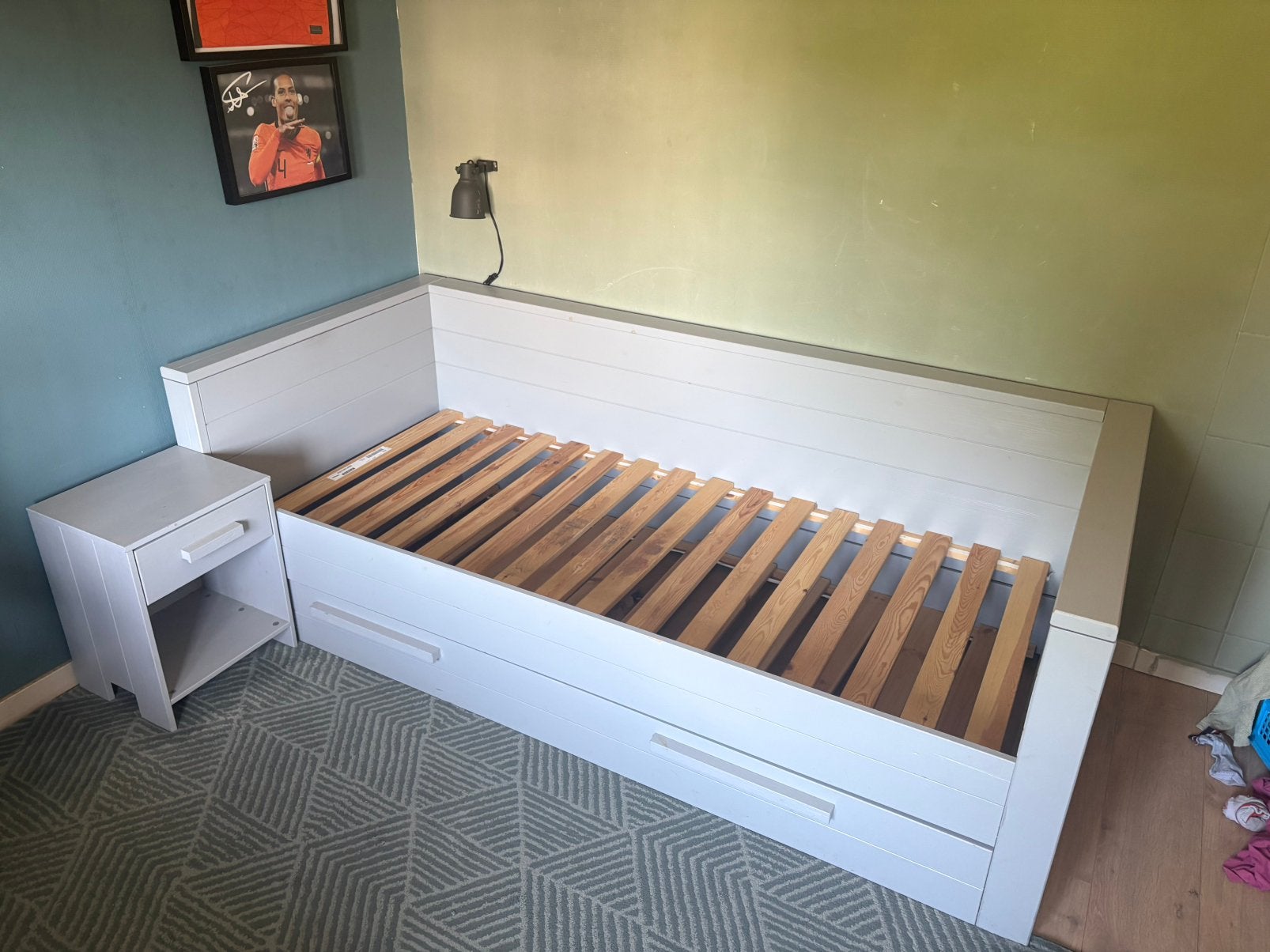 Woood bed, Ophalen, Zo goed als nieuw, 180 cm of meer, 85 tot 100 cm
