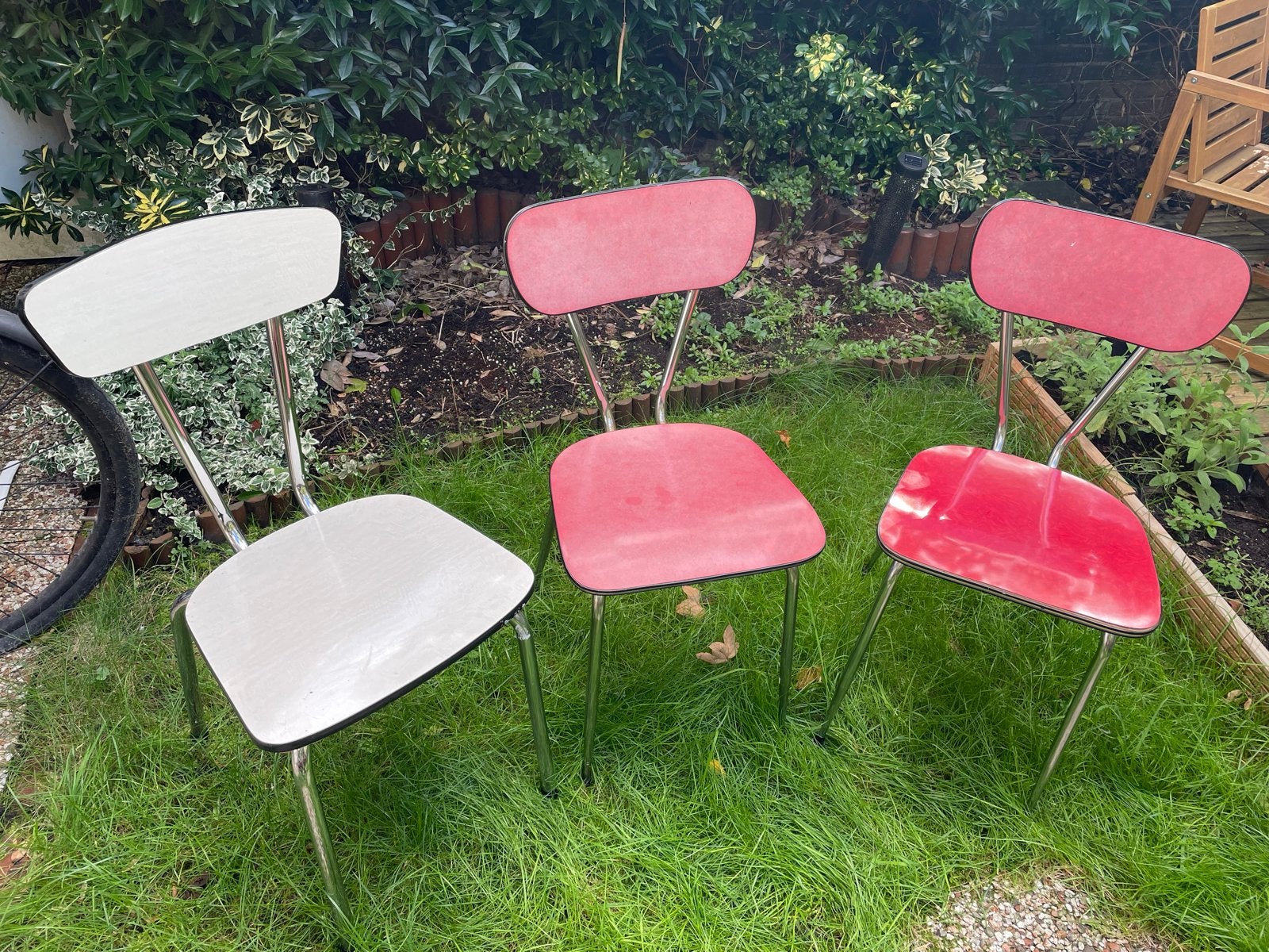 Vintage Formica stoeltjes - set van 3, Ophalen
