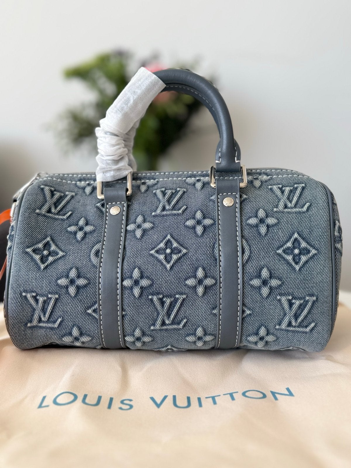 Louis Vuitton Denim Speedy Bandoulière 25, Ophalen of Verzenden, Nieuw, Blauw, Handtas