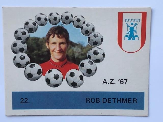 Voetbalplaatjes AZ 67 Rob Dethmer Monty Gum album 1971, Verzamelen, Ophalen of Verzenden, Zo goed als nieuw, AZ, Spelerskaart