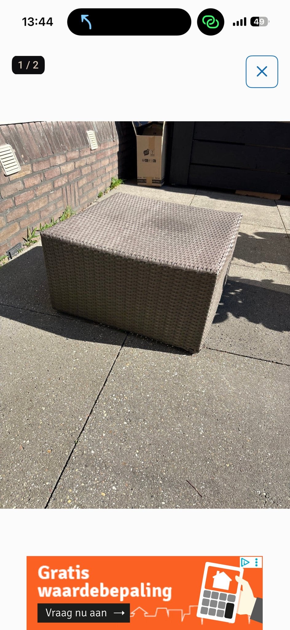 Wicker tuintafel/voetenbank - Gebruikt, Ophalen, Gebruikt, Vierkant, Wicker