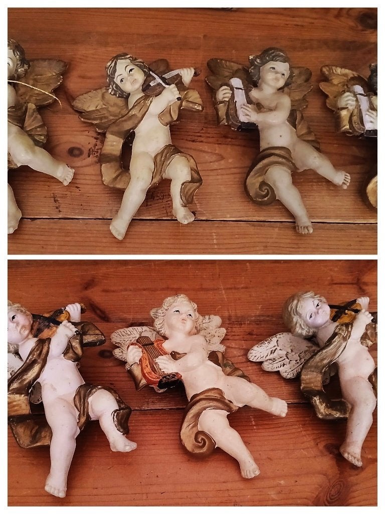 Diversen engeltjes muziek makend van kunststof hangend, Ophalen of Verzenden