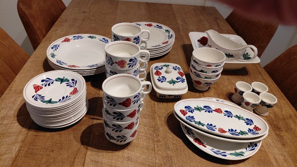 Mooi vintage Boerenbont servies van Boch Belgium., Ophalen, Overige typen, Zo goed als nieuw, Boerenbont
