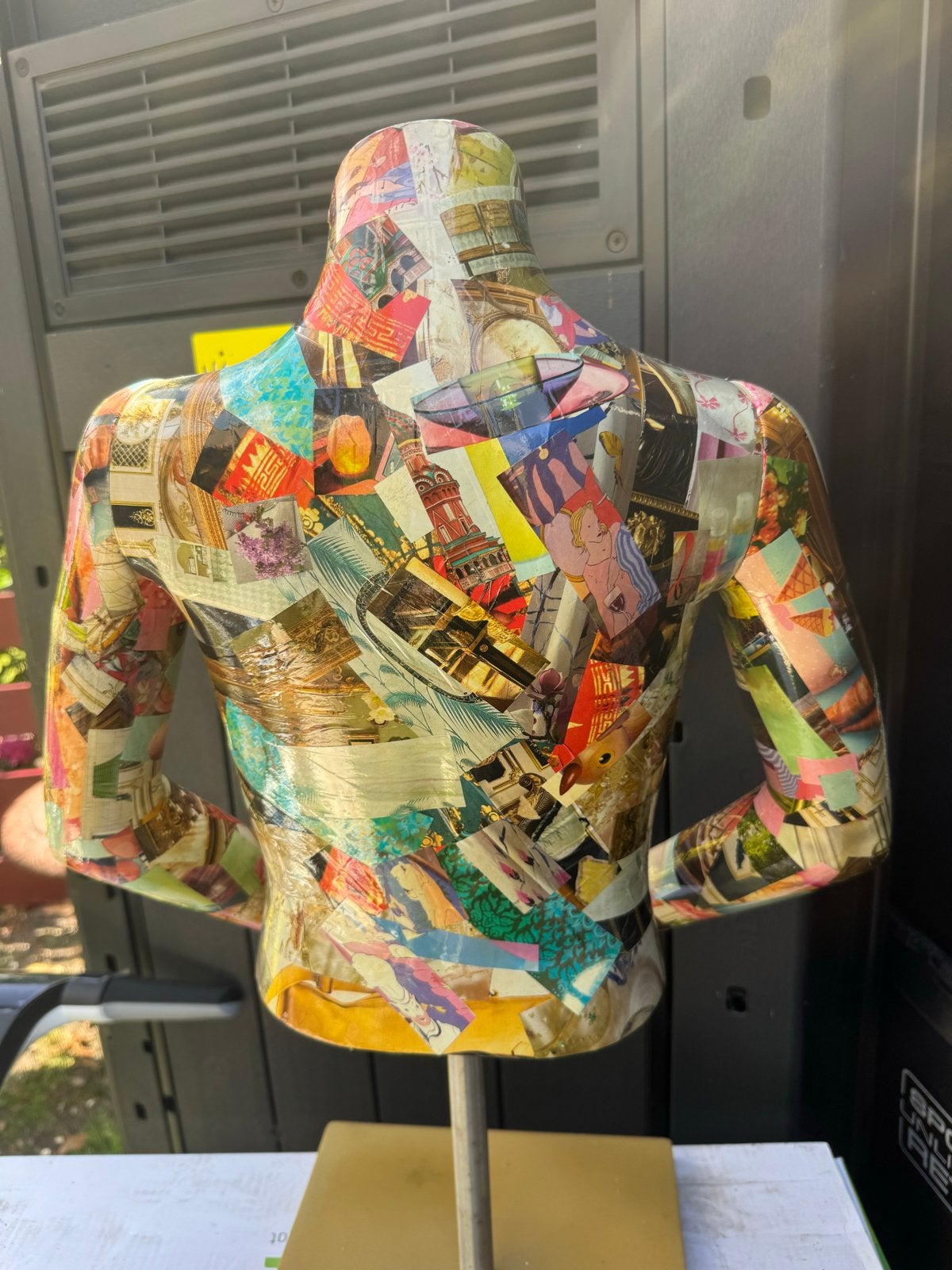 Unieke torso sculptuur, collage kunstwerk, Antiek en Kunst, Kunst | Beelden en Houtsnijwerken, Handgemaakt, Overige materialen
