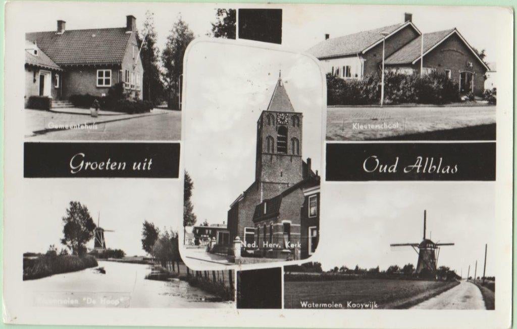 Oud Alblas Groeten uit 5-vensterkaart 1968., Ophalen, 1960 tot 1980, Gelopen, Zuid-Holland