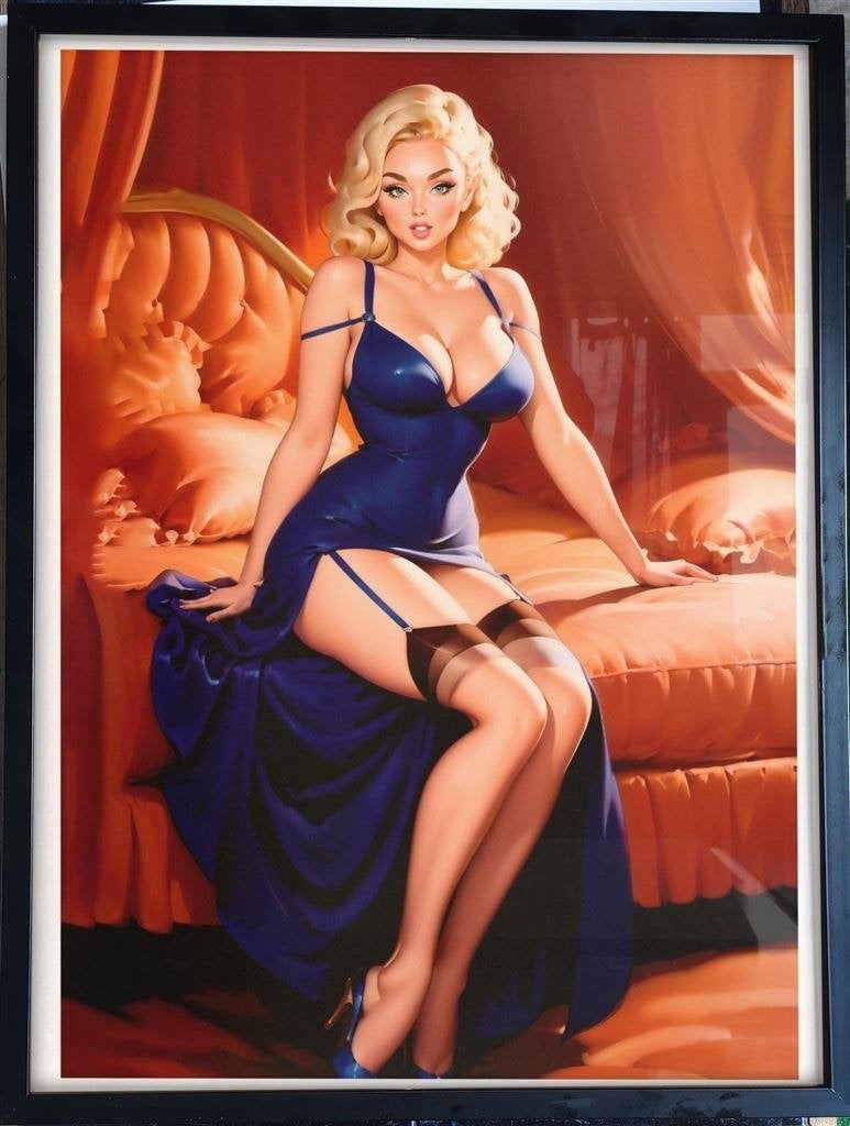 [Poster in Frame] Klassieke Sexy Retro Pin up Lingerie, Verzenden, Nieuw, A1 t/m A3, Film en Tv