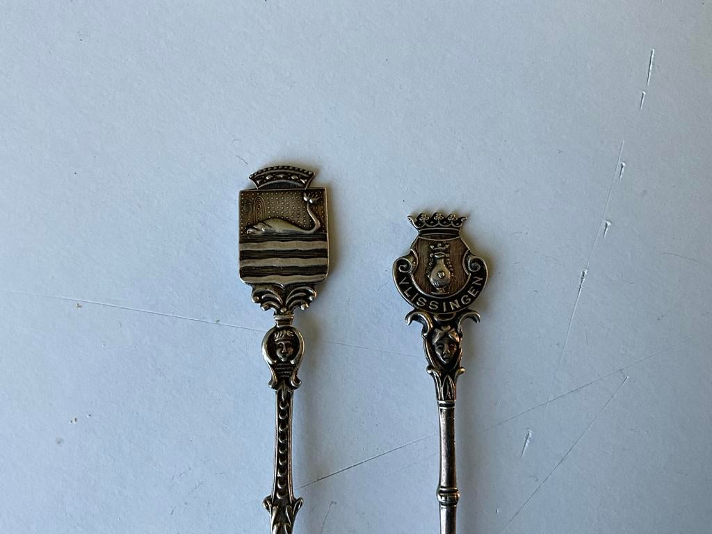 Set van 2 oude zilveren herdenkingslepels, Ophalen of Verzenden